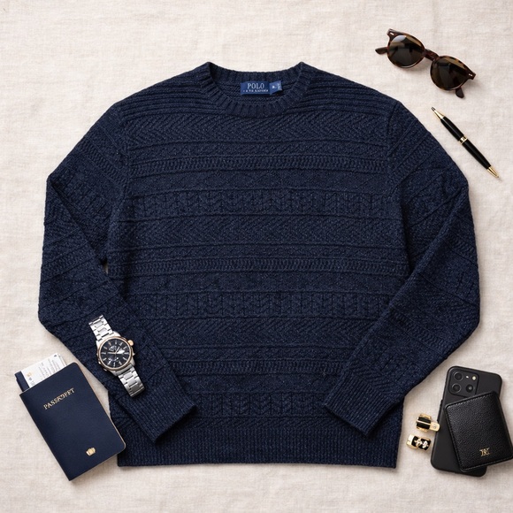 Polo Ralph Lauren Other - Polo Ralph Lauren XL Textured Indigo Knit Sweater